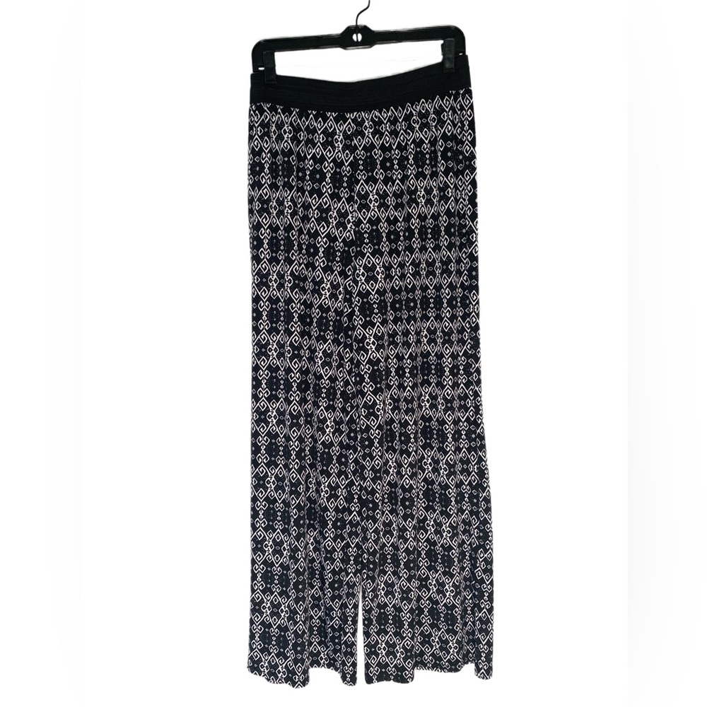 C'est La Vie Black White Wide‎ Leg Lightweight Palazzo Pants Aztec Print XL
